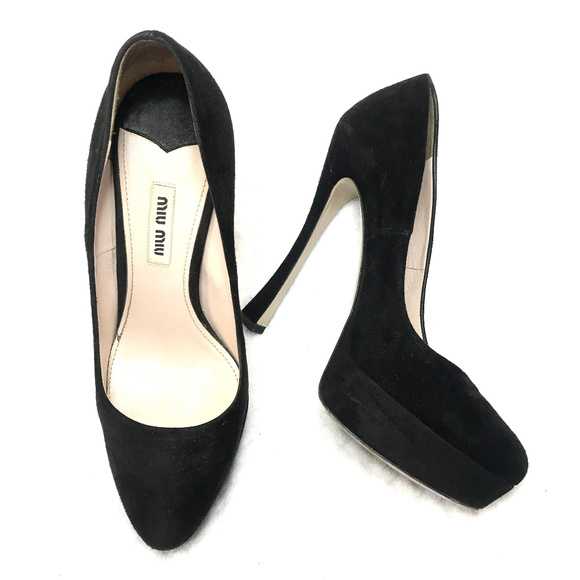 Auc Miu Miu Black Calzture Dona Suede Pumps 7 - Picture 2 of 7